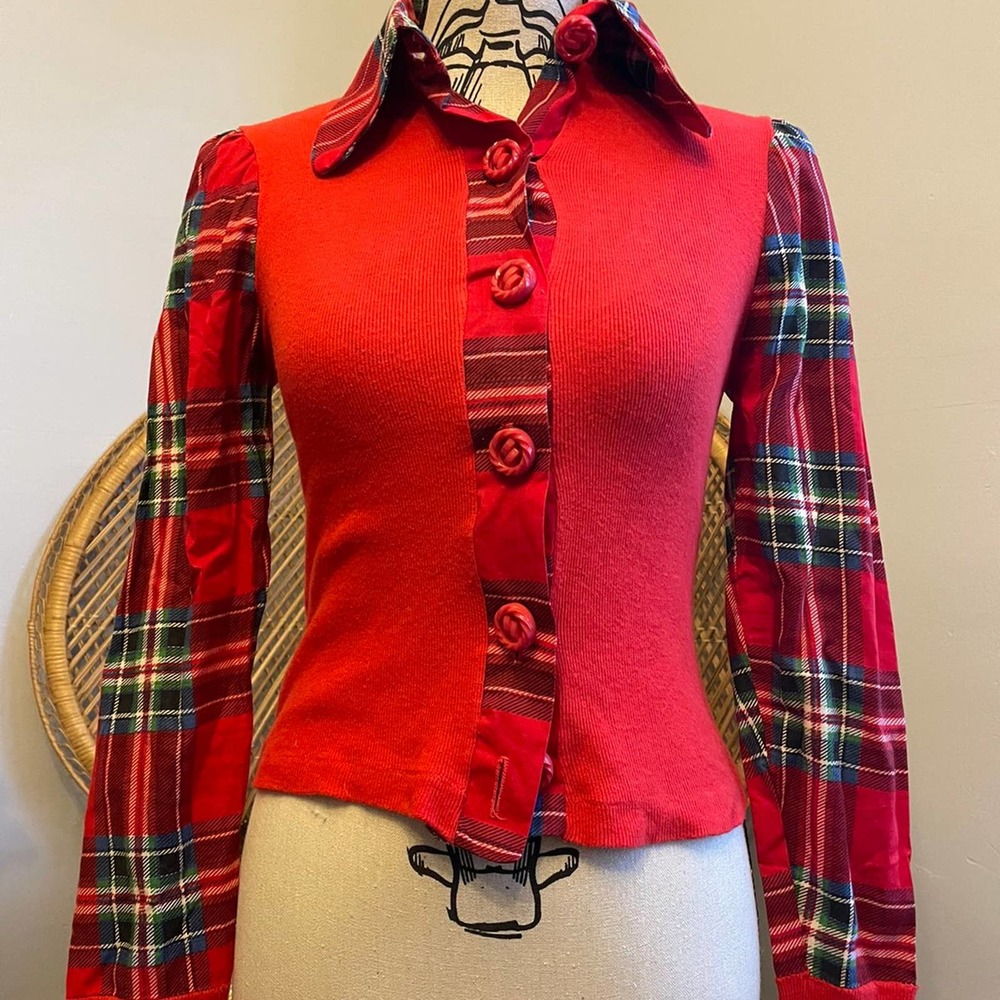 70s sweater vintage button down